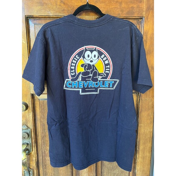 Chevrolet Felix The Cat Pro Athletic Shirt Men’s Size Large Navy T-Shirt Vintage - Picture 1 of 12